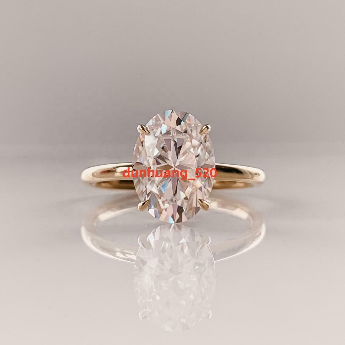 KIBO 2021 Hot Sale Engagement 10k Solid Gold 2CT Oval Moissanite Diamond Rings