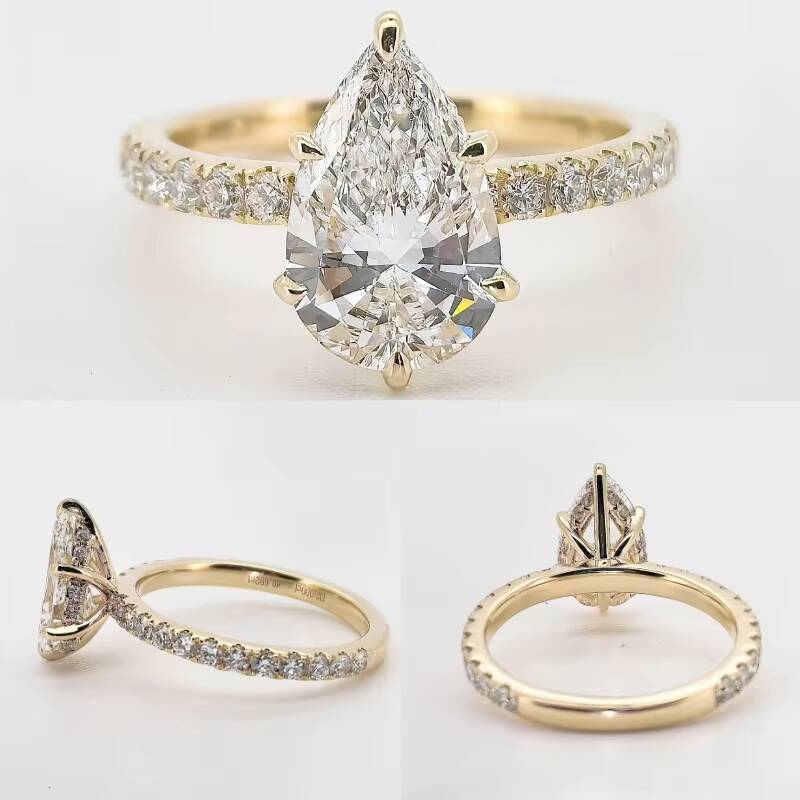 Classic 2ct Diamond Synthetic Engagement Ring Igi Certified Diamond Synthetic Pave Cvd Lab Grown Diamond