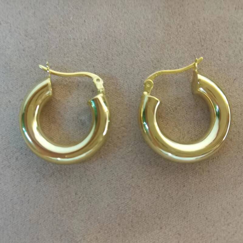 Fashion Jewelry Earrings 925 Sterling Silver Round Circle Women Hoop Earrings 18k Gold Plated Chunky Earring