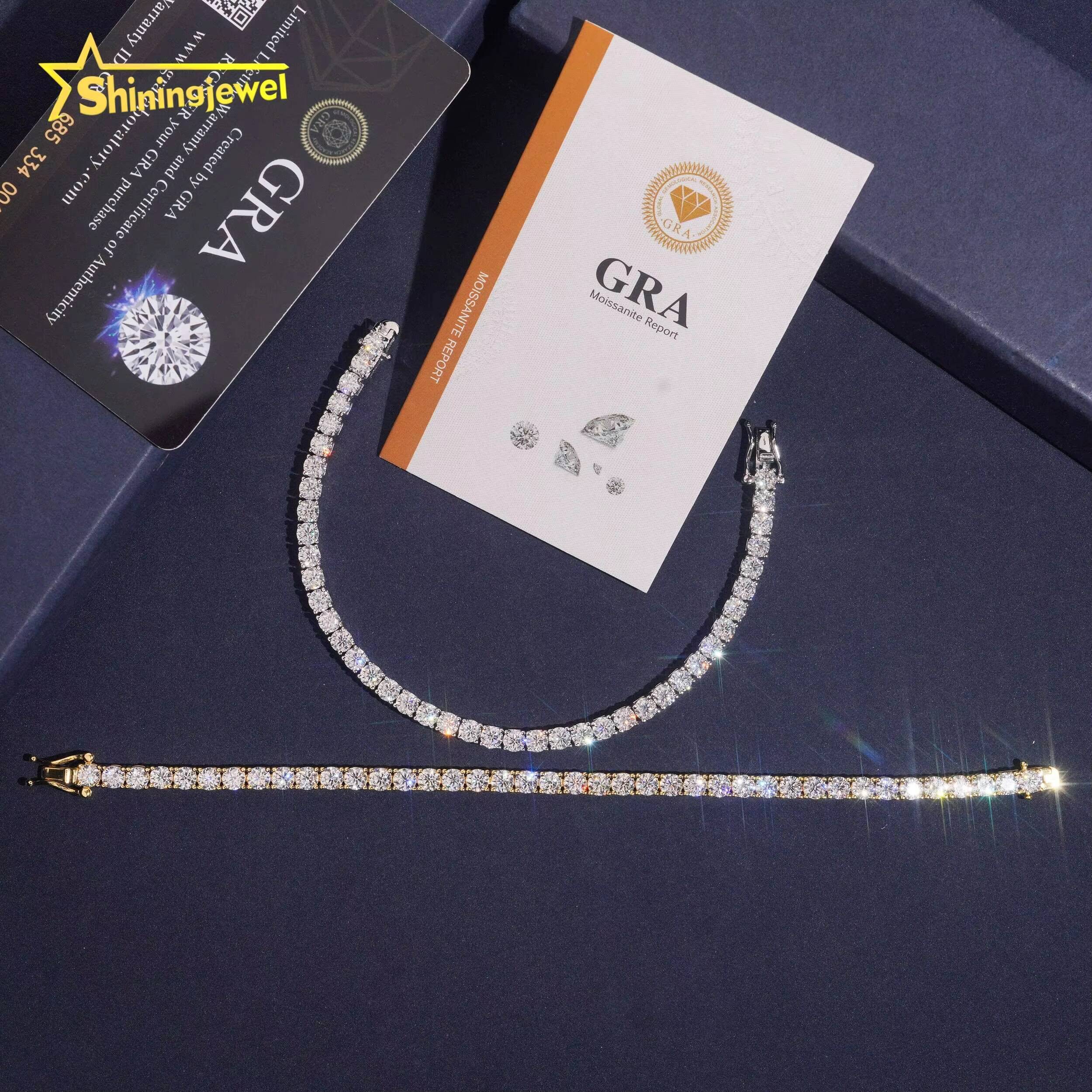USA Warehouse Fast Delivery Tarrifs Free Pass Diamond Tester 4mm 925 Moissanite Tennis Bracelet Tennis Chain Moissanite