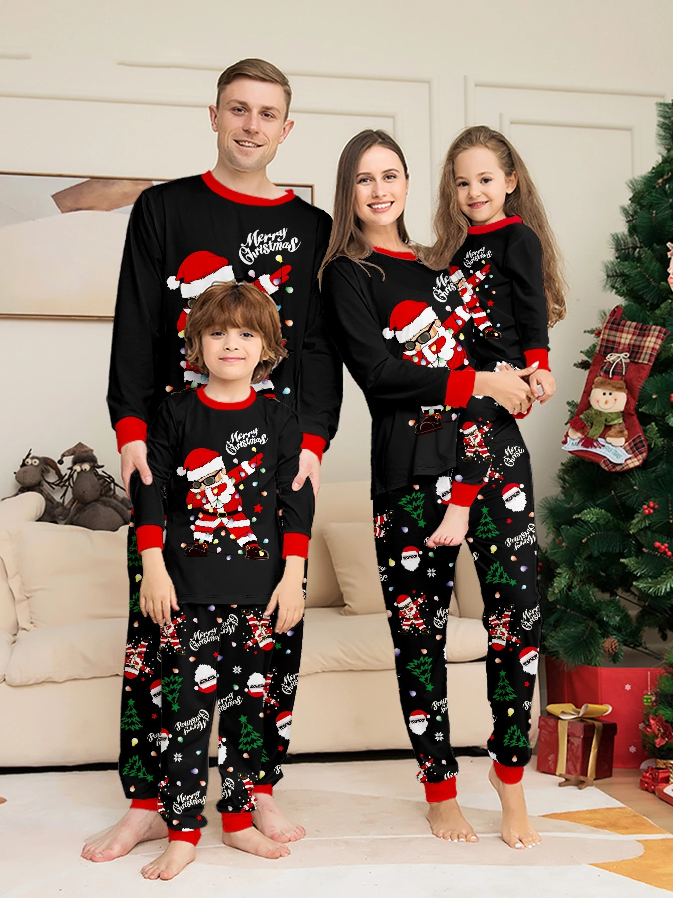 Merry Christmas Santa Print Family Pyjamas Parentchild Matching Xmas Pajamas Set Soft Loose 2 Pieces Suit Homewear Holiday Look 251027
