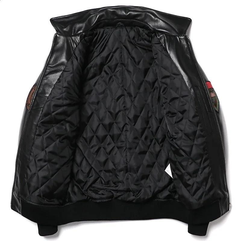 Embroidery Sheepskin Jacket Mens Natural Genuine Leather G1 Air Force Pilots Coat Thicken Warm Soft Clothes 251027