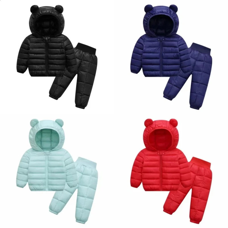 Hooded JacketsPants 2 Pcs Clothing Set Kid Girl Boy Winter Warm Outerwear Suit Baby Autumn Coats Outdoors Sports Casual Clothes 251023