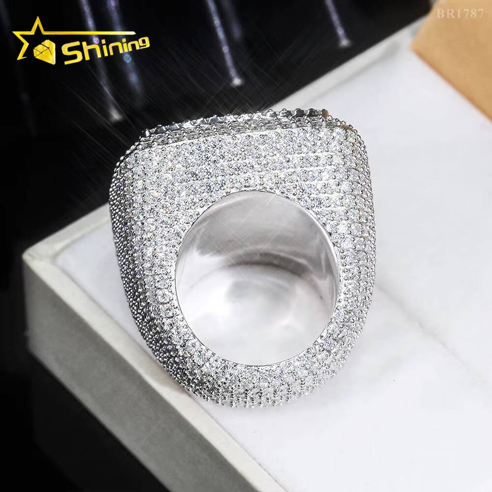 Luxury Style Ready to Ship Lab Diamond Jewelry Custom Ring Silver 925 Vvs Moissanite Iced Out Hip Hop Jewelry Mens Ring