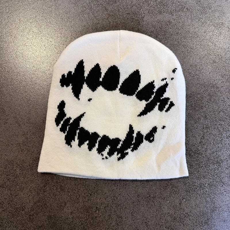 Wen Hat Knitting Beanies Goth Tooth Caps Men Y2k Streetwear Winter Fashion Plover Kpop Harajuku Vintage Warm Hip Hop Unisex X2510281