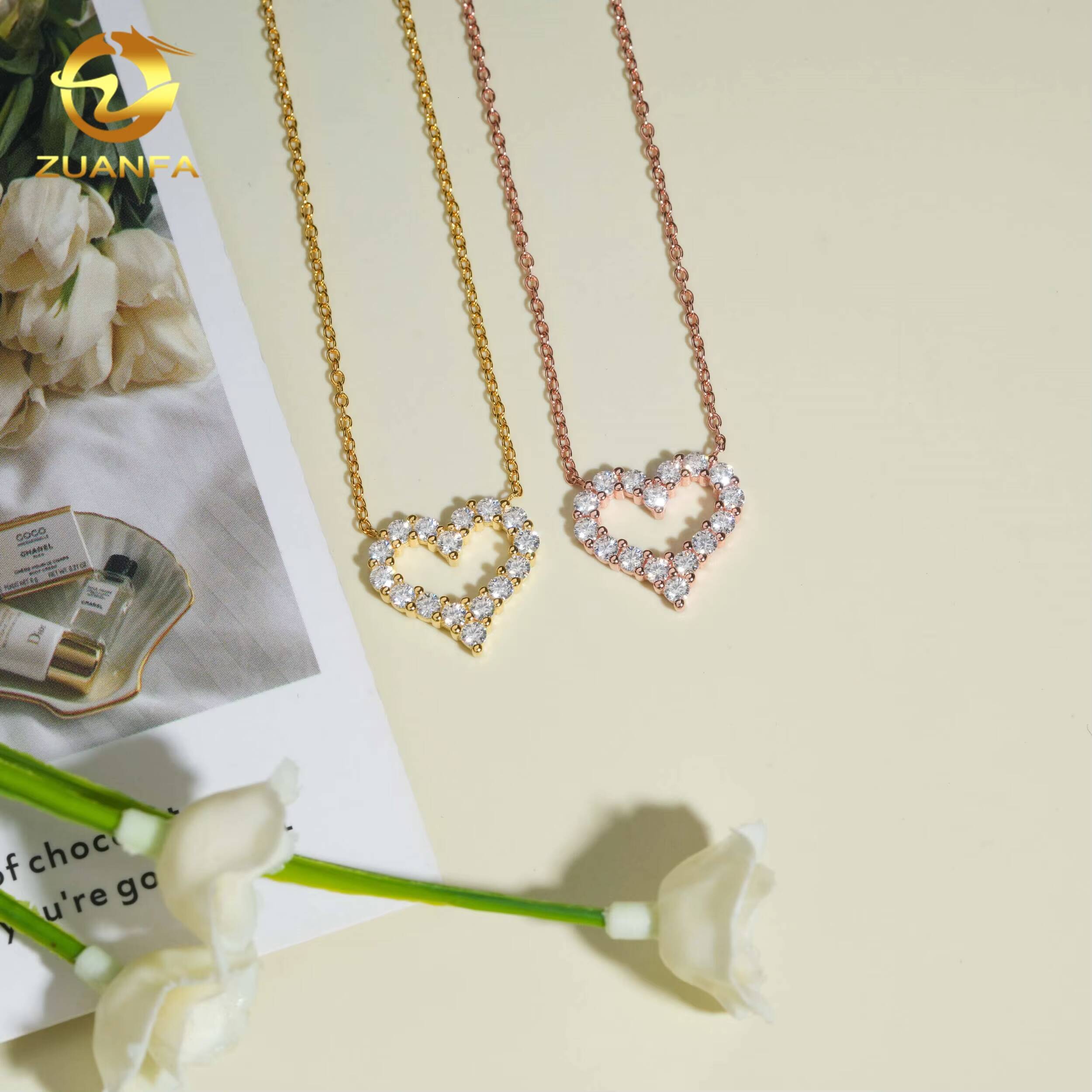 D Color VVS Miossanite Diamond Fine Jewelry Sterling Silver 925 Miossanite Custom Heart Pendant