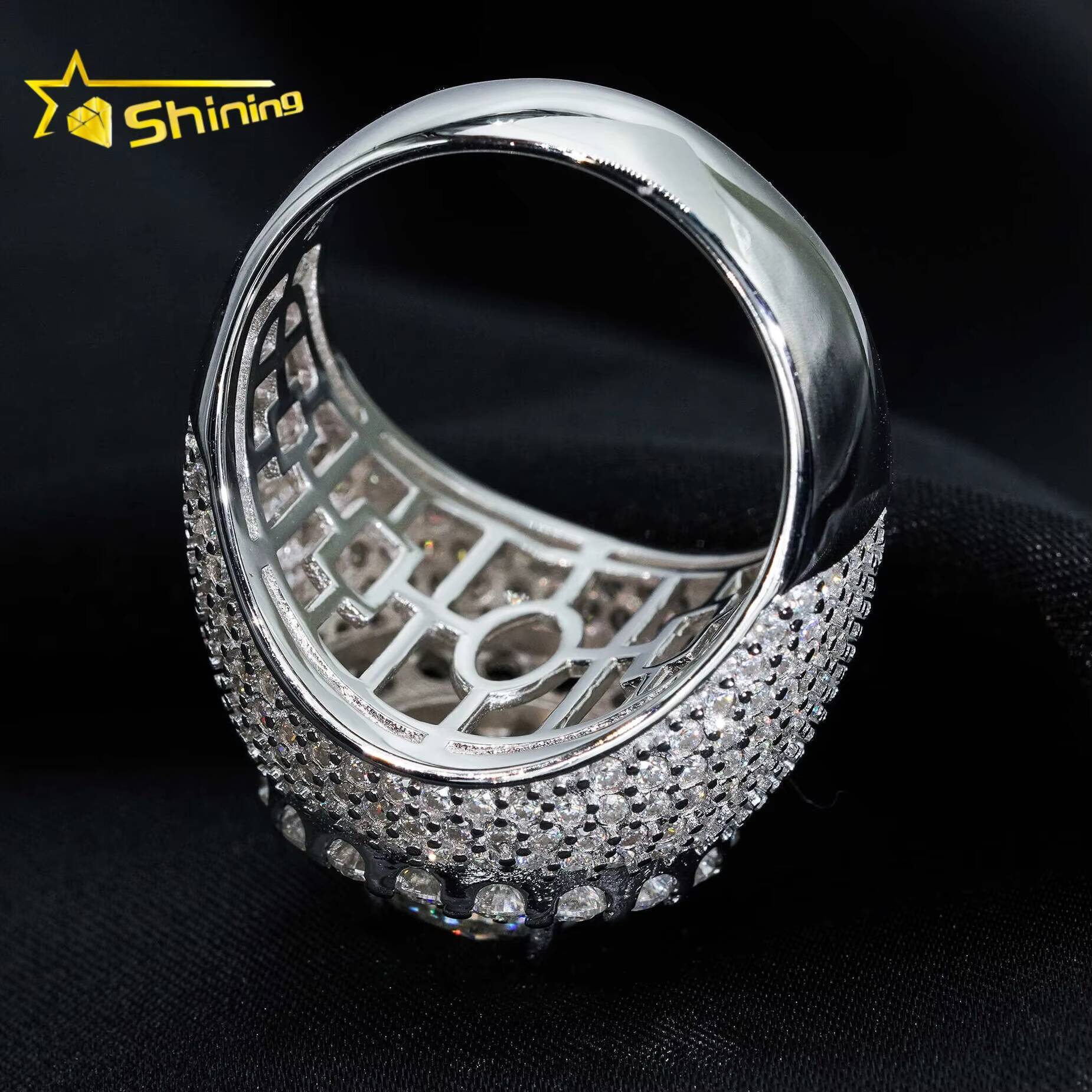 Pass Diamond Tester Iced Out Men Rings 925 Silver Fashion Moissanite Ring Hip Hop Fashion Jewelry Pinky Rings for Engagement