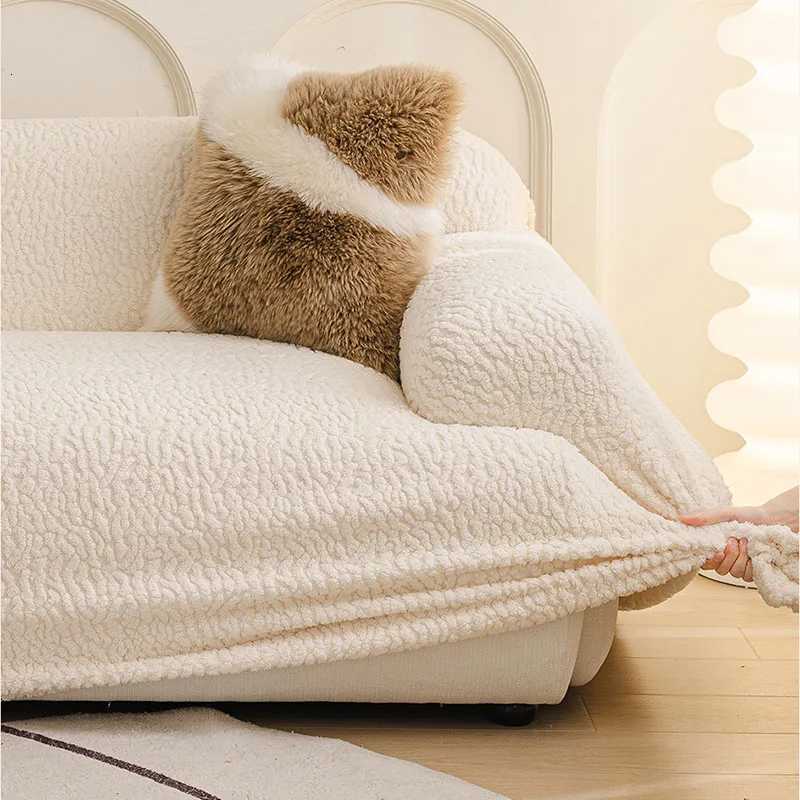 High Elasticity Soft Plush Sofa Cover All Inclusive Autumn Winter Anti Slip Couch Slipcover Comfort Solid Home Accessories C251028