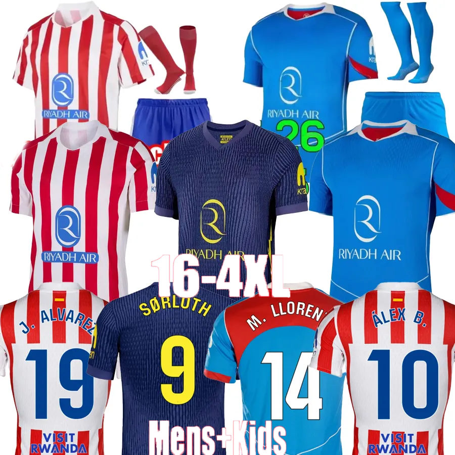 25 26 atleticos de madrid ALEX B HANCKO soccer jerseys shirts ALEX B. GALLAGHER GRIEZMANN M.LLORENTE ALMADA 2025 2026 football Home Away Third Kids Men socks Kit uniform