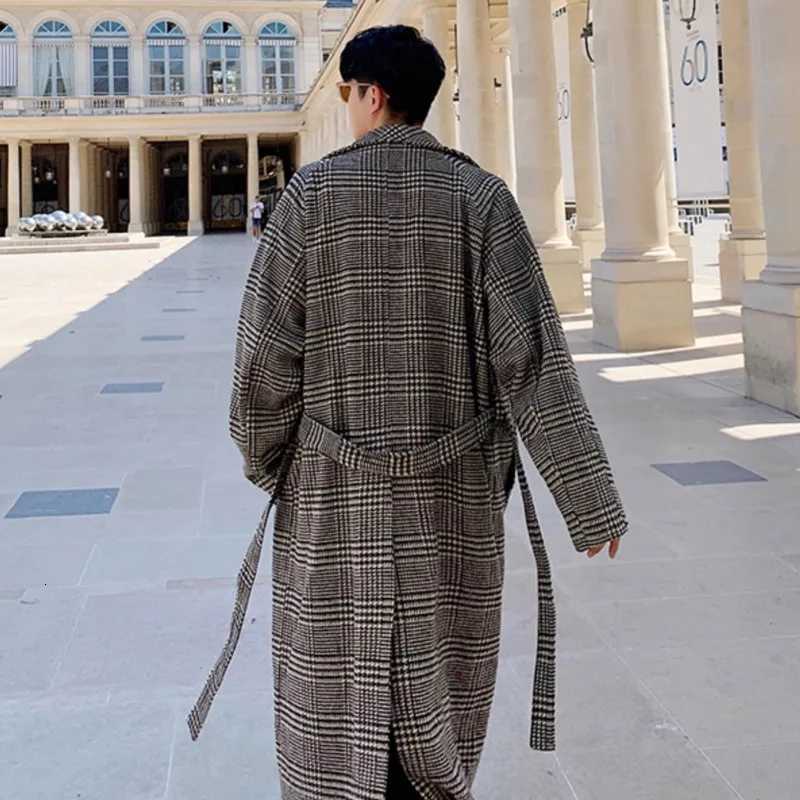LUZHEN Checked Printed Loose Belt Decorate Kneelength Windbreaker Coat Mens Autumn 2025 Elegant Handsome Trench Clothes JY4493 X251028