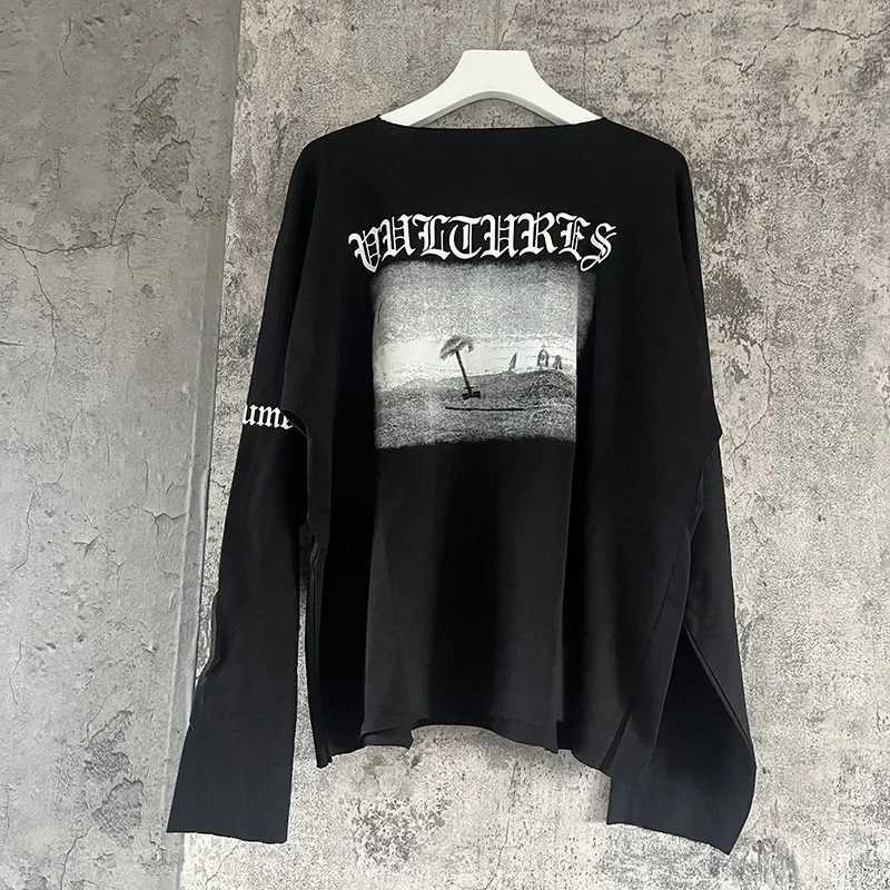 Black Apricot Vultures Long Slve Tshirt Men Woman 11 YZY High Strt Loose T Top Vintage Graphic Print X251028