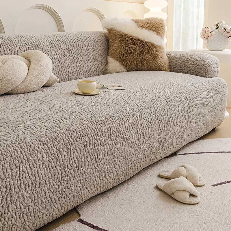 High Elasticity Soft Plush Sofa Cover All Inclusive Autumn Winter Anti Slip Couch Slipcover Comfort Solid Home Accessories C251028