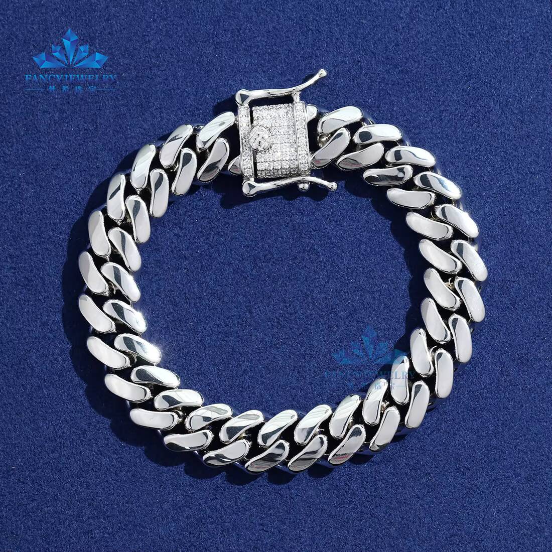 Hiphop Jewelry 925 Silver Moissanite Choker Necklace Thick Cuban Link Plain Iced Rose Gold Plated Sizes 8mm 10mm 12mm 15mm