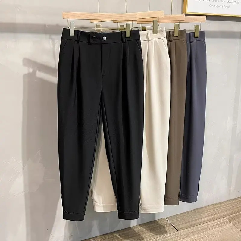 Luxury Fashion Straight Mens Casual Pants Spring Summer Korean Suit Pant Harem Business Formal Male Trousers Trendy Brand 251027