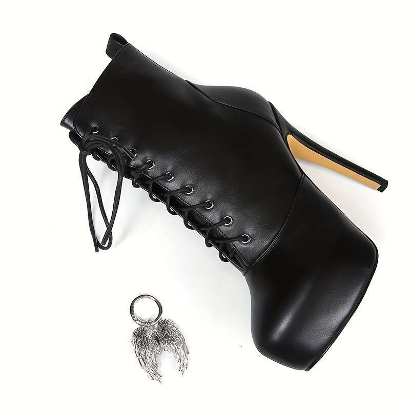 Women's Fashion Stiletto Booties, Round Toe Zipper Closure, Solid Color, Man-Made Upper/Inner/Fabric, Rubber Sole, Ultrahigh Heel, Punk Style Wit