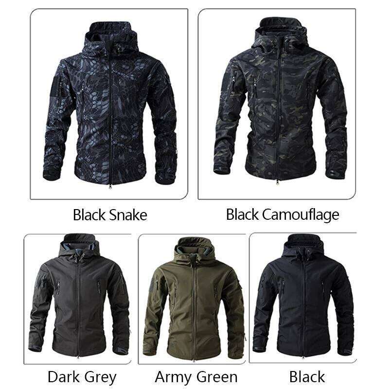 Shark Skin Soft Shell Tactical Men Winter New Waterproof Fleece Hooded Coat Hunt Clothes Outdoor Camouflage Jacket