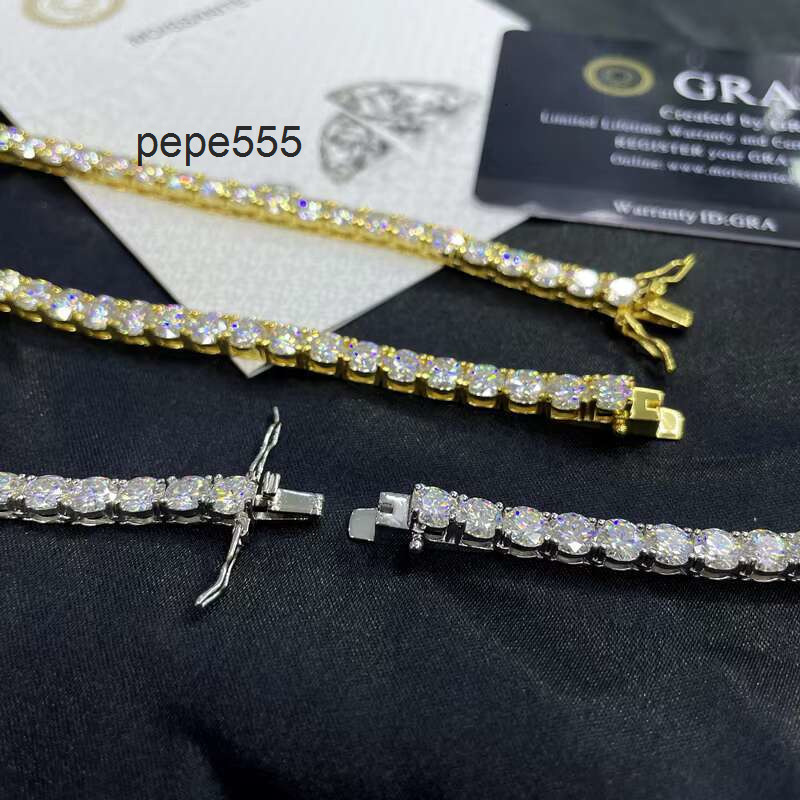 Pass Diamond Tester with GRA 925 Silver Ice Out Moissanite Tennis Necklace Vvs D Color Moissanite Tennis Chain for Men