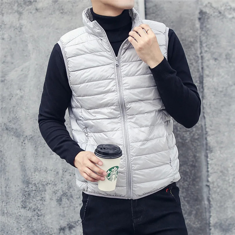 FGKKS Fashion Men Down Vest Coats Winter Casual Sleeveless Lightweight Down Duck Vest Coats Male 251023