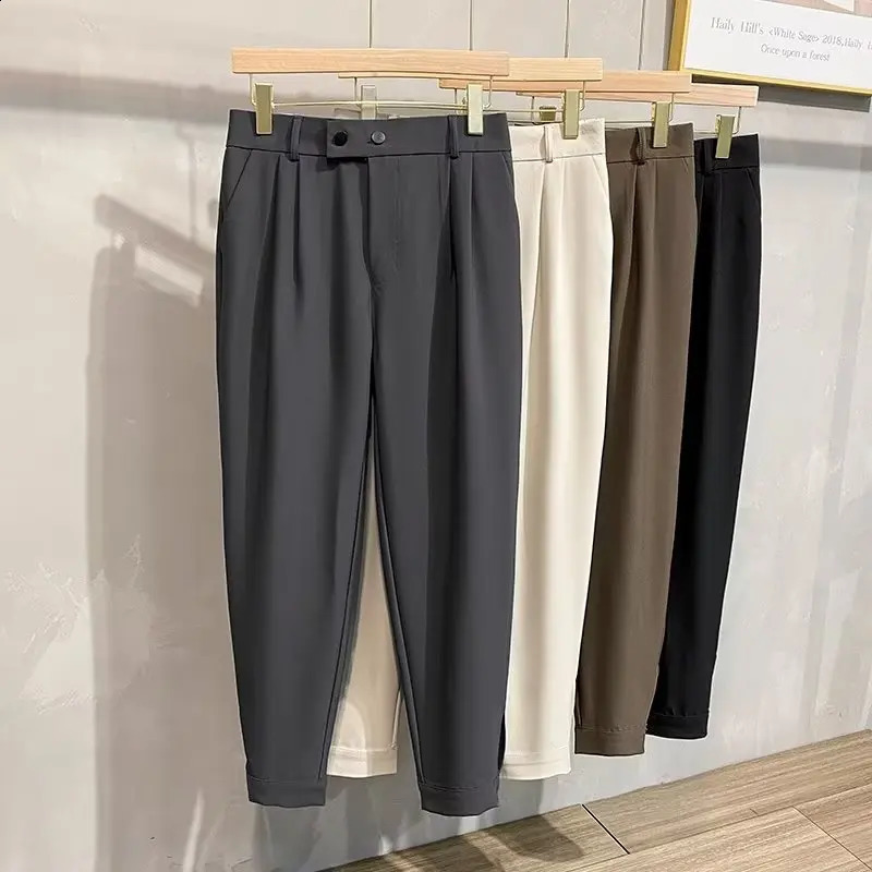 Luxury Fashion Straight Mens Casual Pants Spring Summer Korean Suit Pant Harem Business Formal Male Trousers Trendy Brand 251027