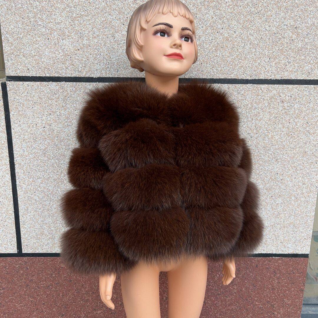 LHXDW Children's fur coat real fox fur childs fur jacket suitable for girls and boys aged 1-13 years old Kids fur jacket universal