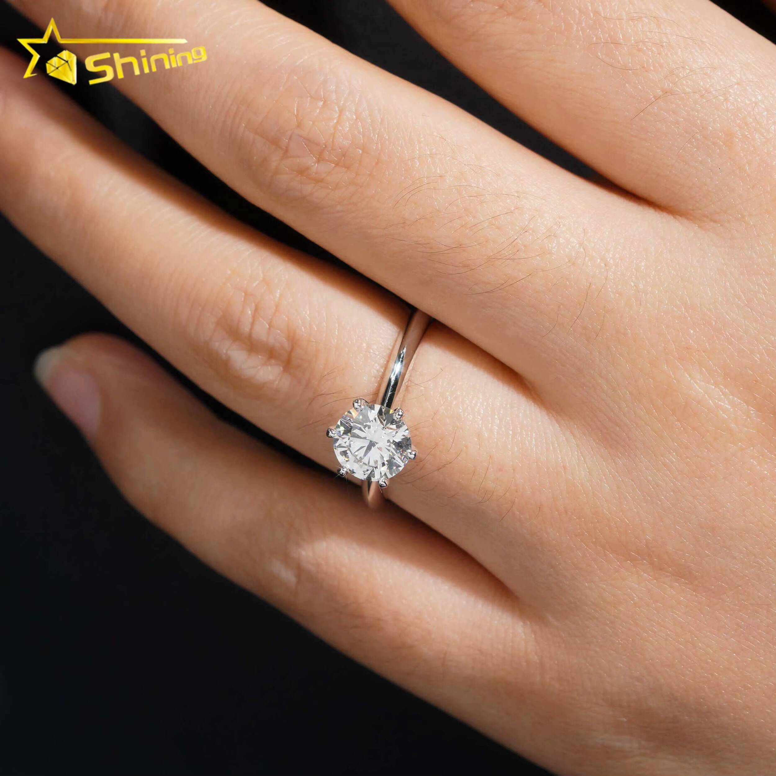 With GIA Certificate Women Jewelry 6 Claws Classic Round Brilliant Cut 103ct 14K White Gold Solid Lab Diamond Engagement Ring