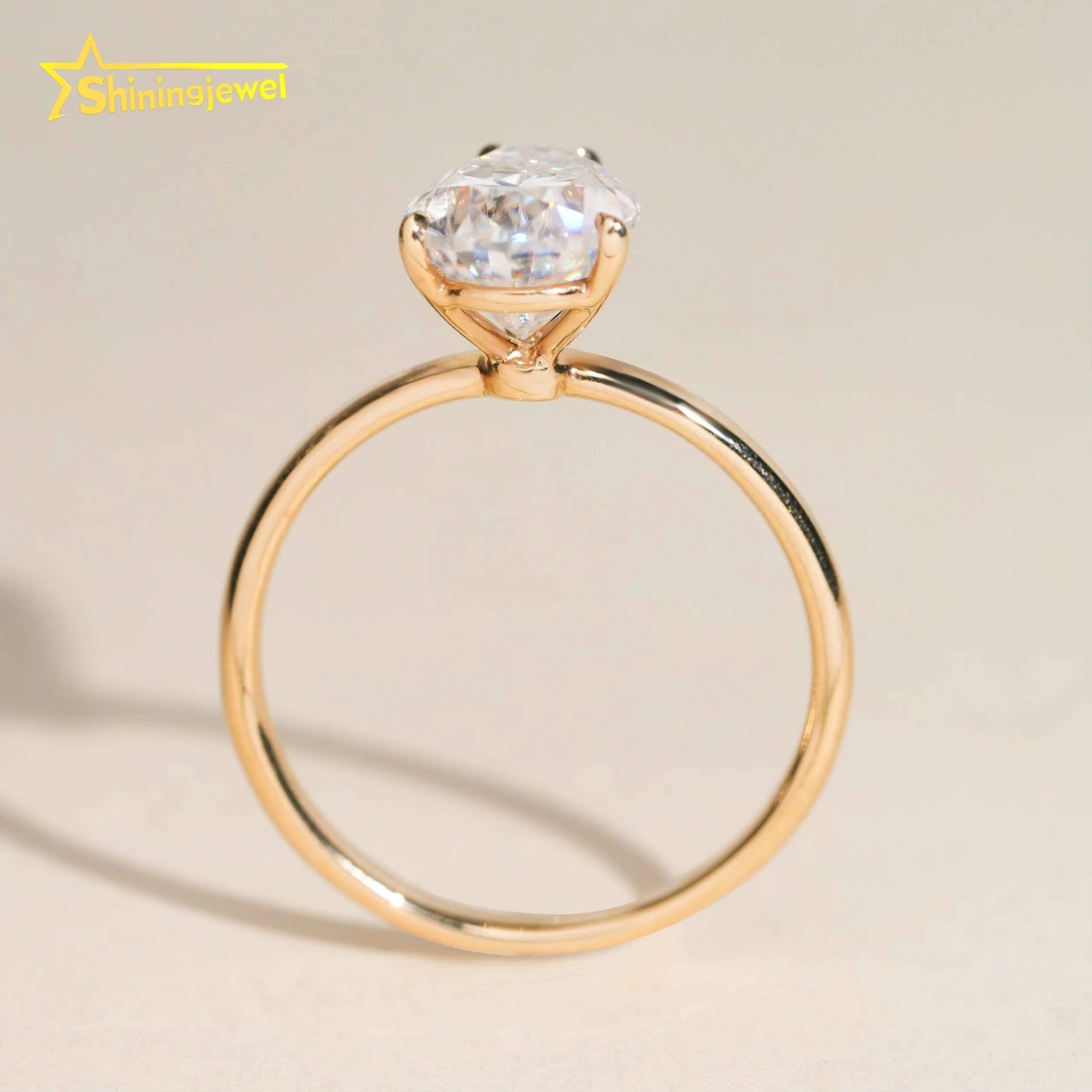 Romantic Elegant D Color Moissanite Diamond Pear Cut 2ct 14k Solid Gold Women Engagement Ring