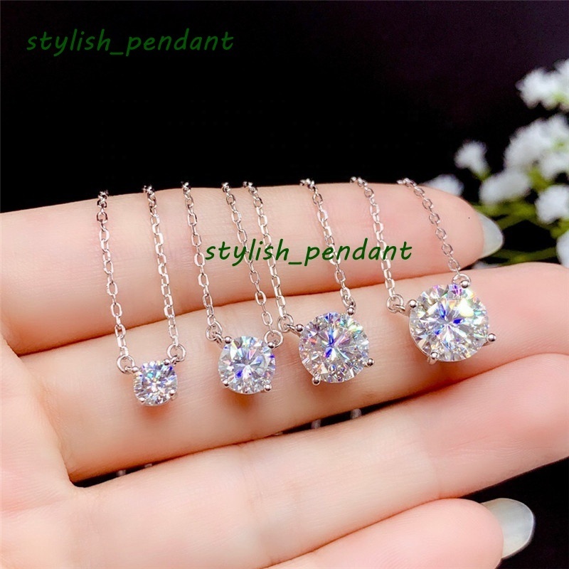 Fancy Jewelry Customize 14k Moissanite Pendant 1ct White D Color Diamond Necklace Jewelry Engagement Birthday Party Gifts
