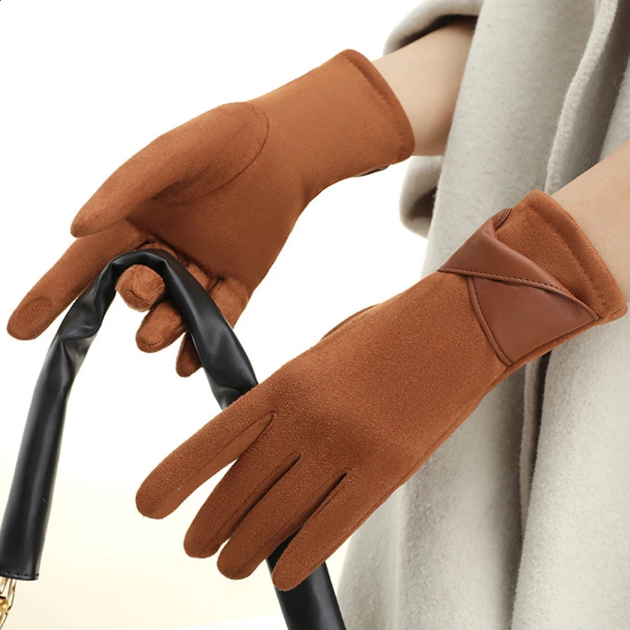 Warm gloves for women in winter fashionable and simple temperament anti cold touch screen riding windproof gloves 251027