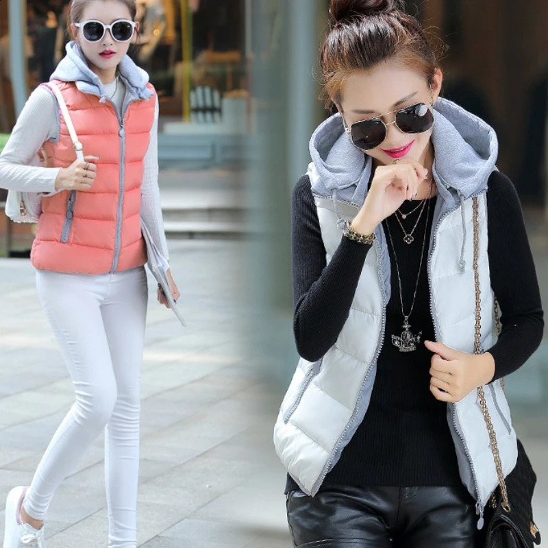 2025 Winter Down Vests Women Sleeveless Hooded Coats Thicken Warm Zipper Vest Lady Casual Slim Jackets Waistcoat Outerwear 251027
