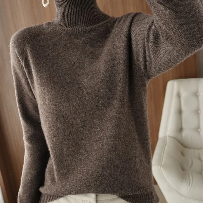 Fashion Basic Autumn Winter Merino Wool Sweater Mock Neck Cashmere Pullover Solid Color Soft Long Sleeve Clothing Tops 251027