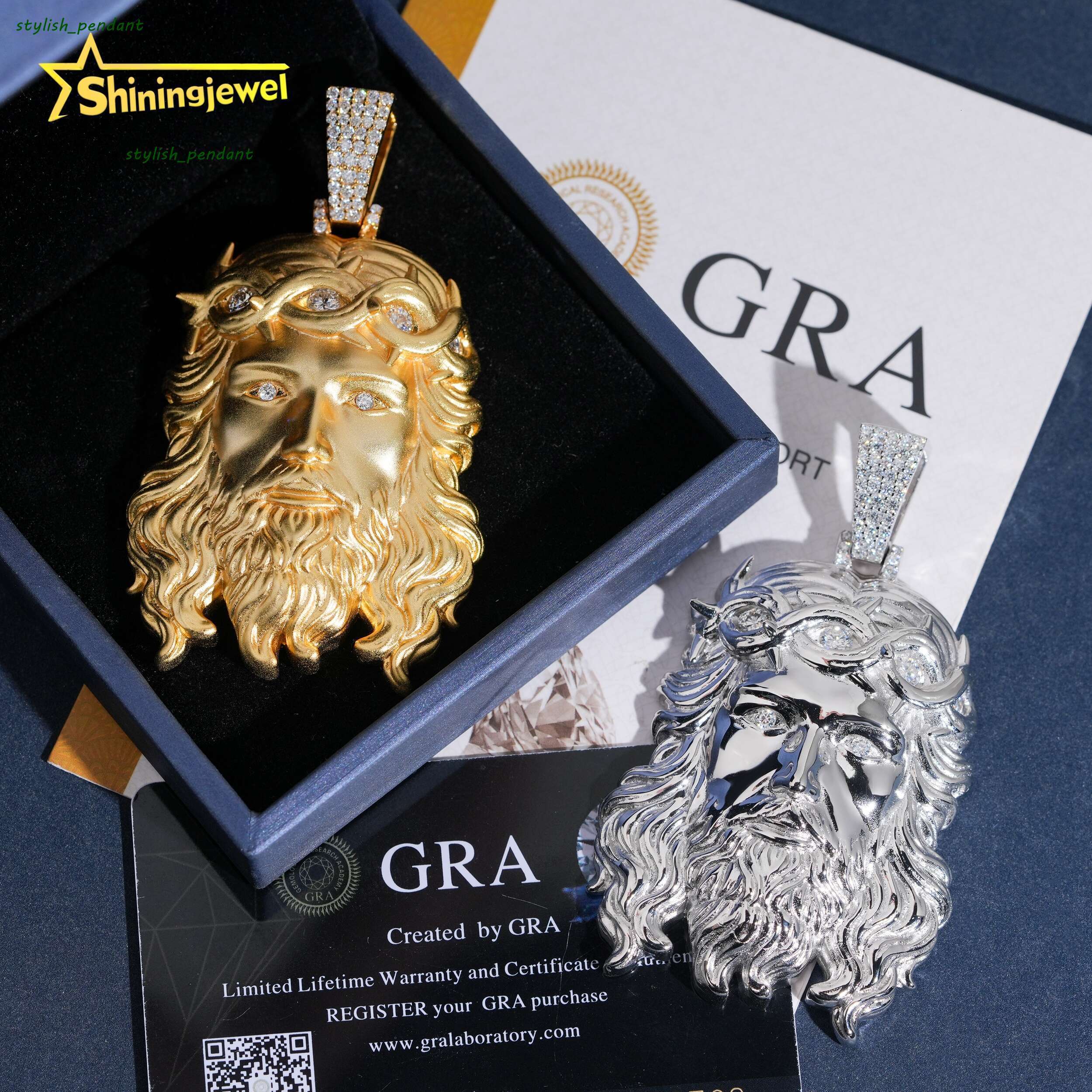 925 Sterling Silver Plain Design GRA Moissanite Pass Diamond Test Jesus Pendant Hip Hop Jewelry
