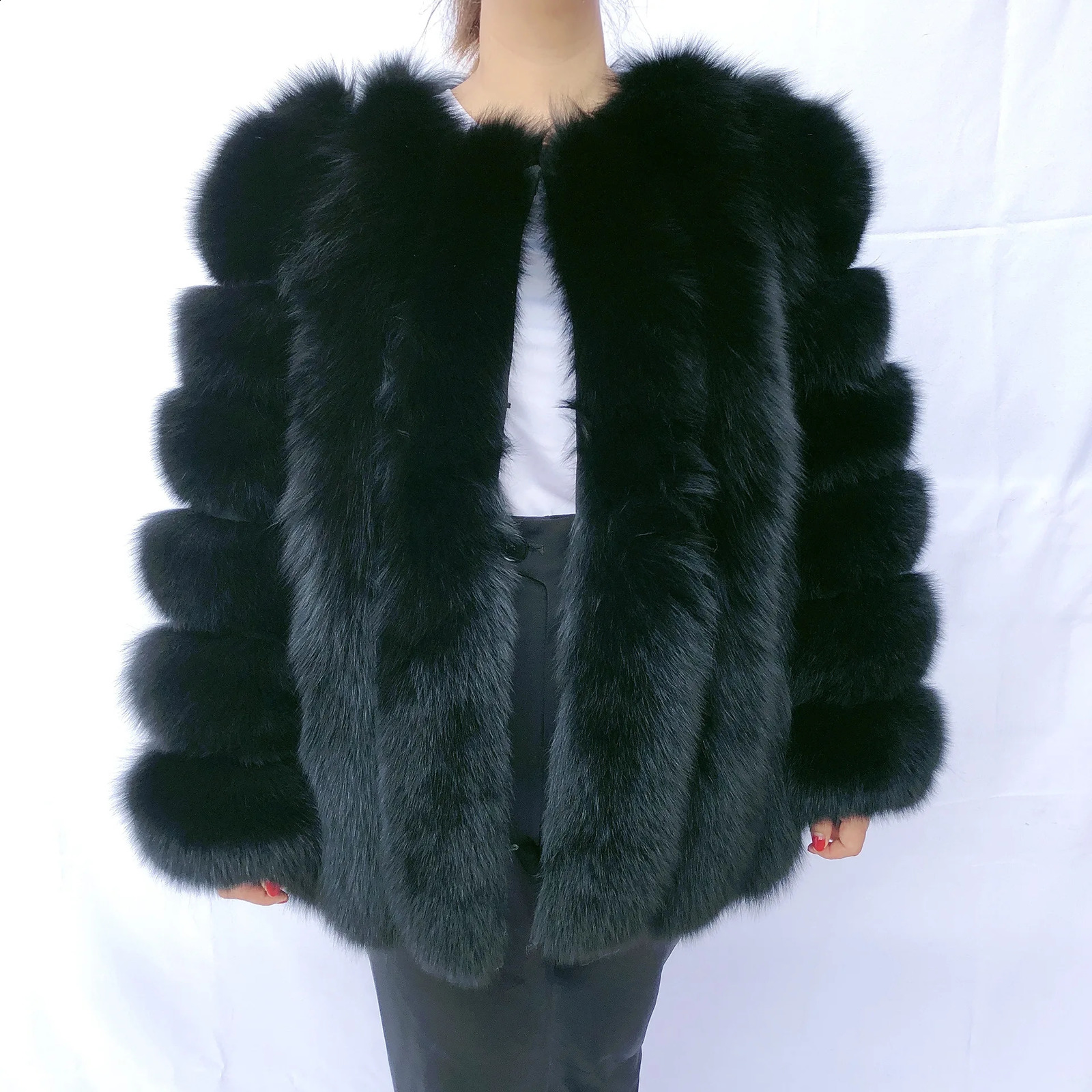 fox fur coat womens autumn and winter vertical bar natural fox jacket fashion silver fox fur coat free postage 251027