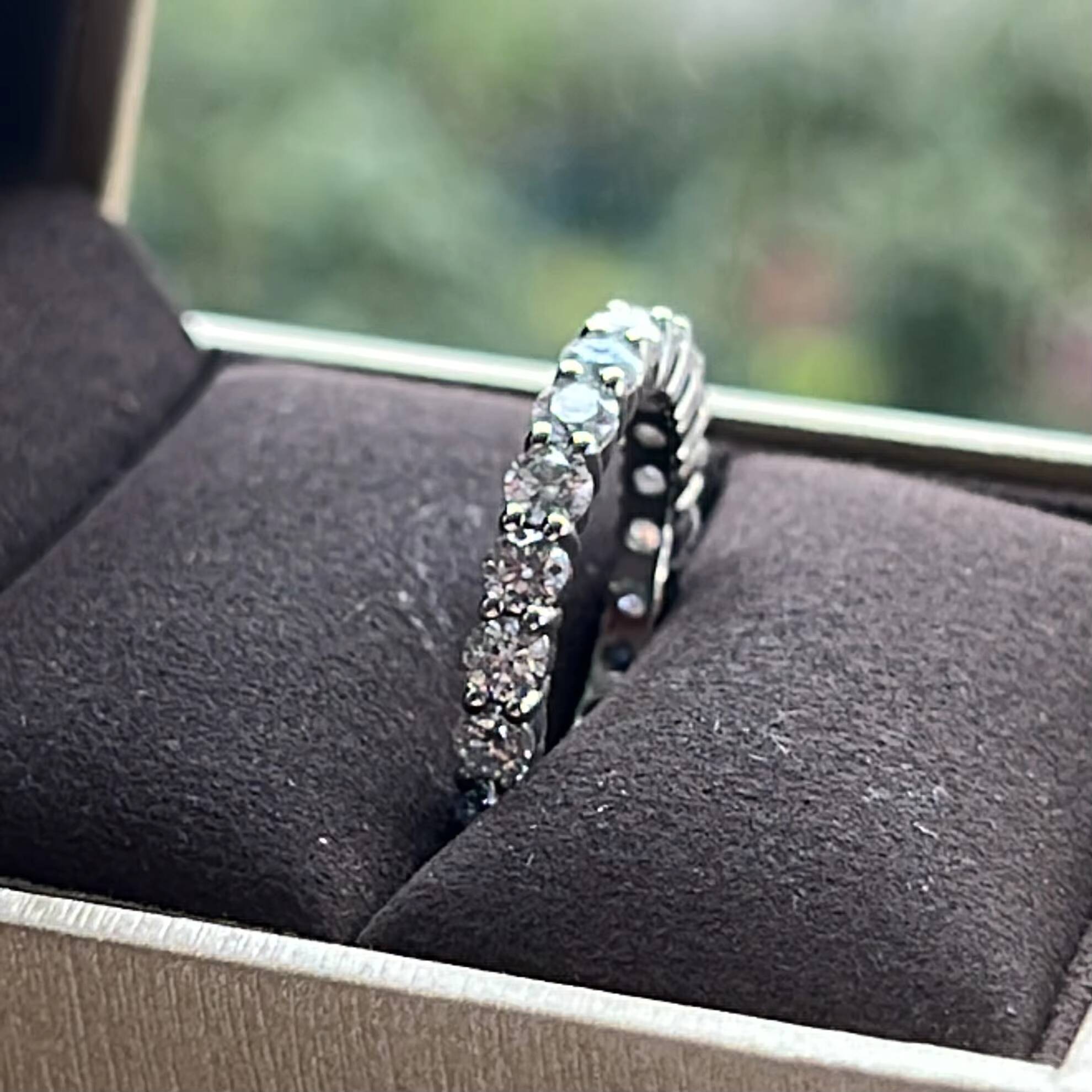 925 Soild Silver 3mm Round Shape Engagement Wedding Moissanite Eternity Band Ring with GRA Certificate Synthetic Stone for Women