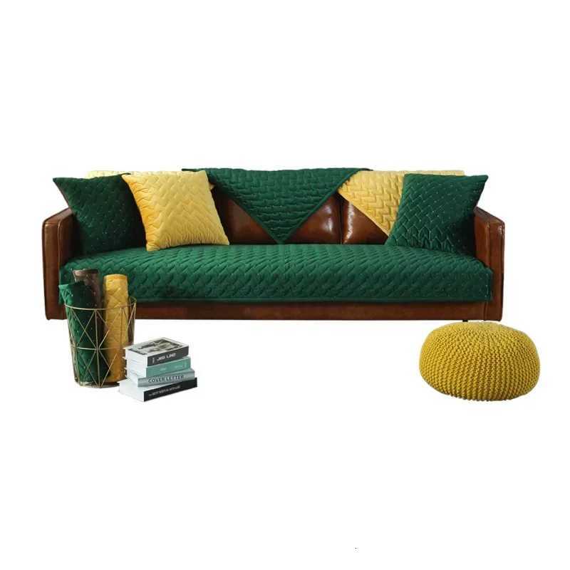 Nordic Simple Velvet Solid Color Sofa Cushion Winter NonSlip Sofa Cover Cushion for All Seasons C251028