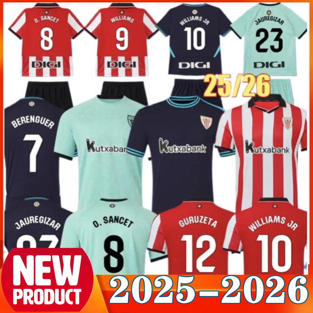 25/26 Clubs Bilbao WILLIAMS Soccer Jerseys O. SANCET BERENGUER MUNIAIN 2025 2026 Bilbao Athletic WILLIAMS GARCIA VILLALIBRE J.GUERRERO Football shirt Men Kids Kit