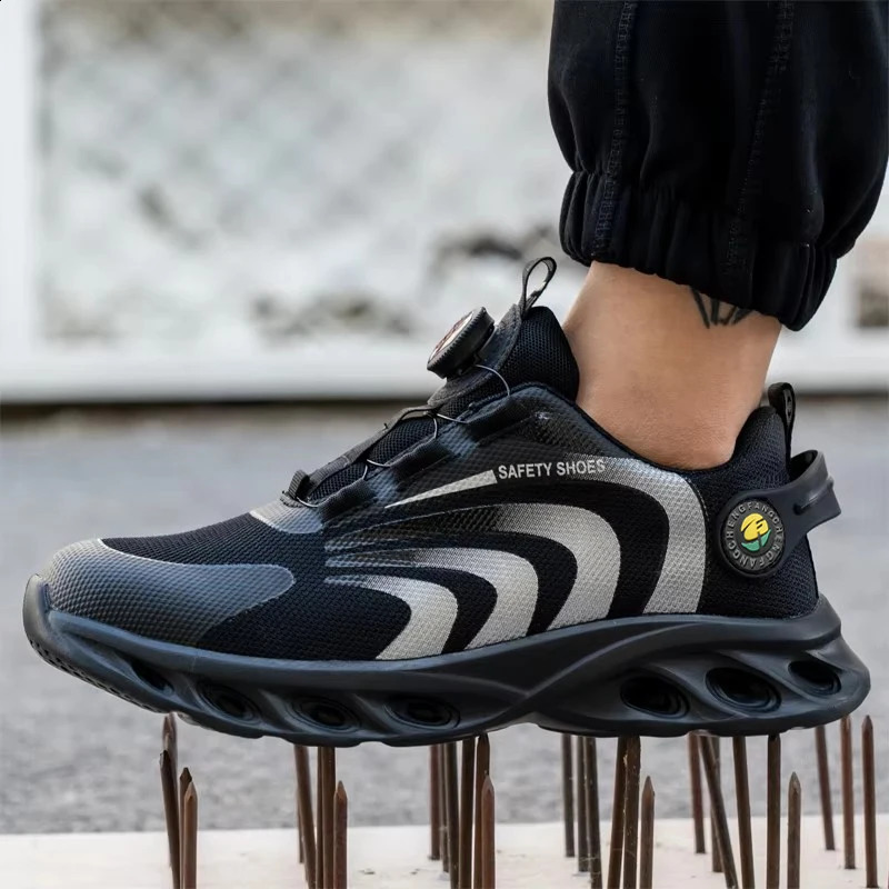 Rotary Buckle Work Sneakers Protective Shoes Lightweight Safety Shoes PunctureProofAntismash Steel Toe Shoes Work Boots Men 251023