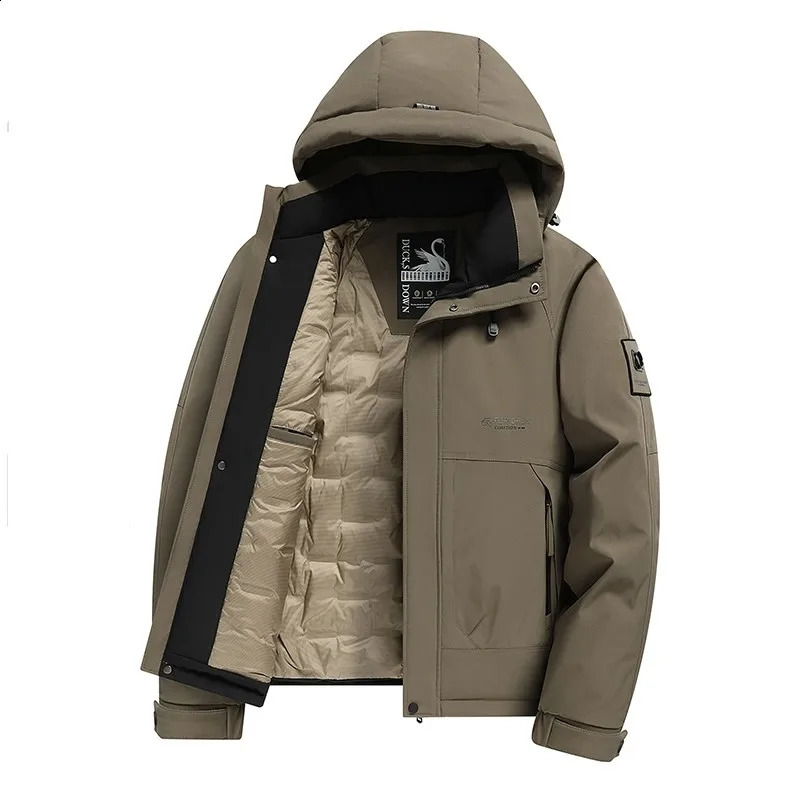 Hooded White Duck Down Jacket Winter Thick Warm Simple Coat Mens Outdoor Casual Multi Color Sizes Available 251027