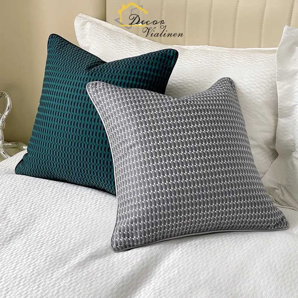 Pillow Case Modern medieval style geometric pattern case light luxury home living room sofa headboard cushion blue gray C251028
