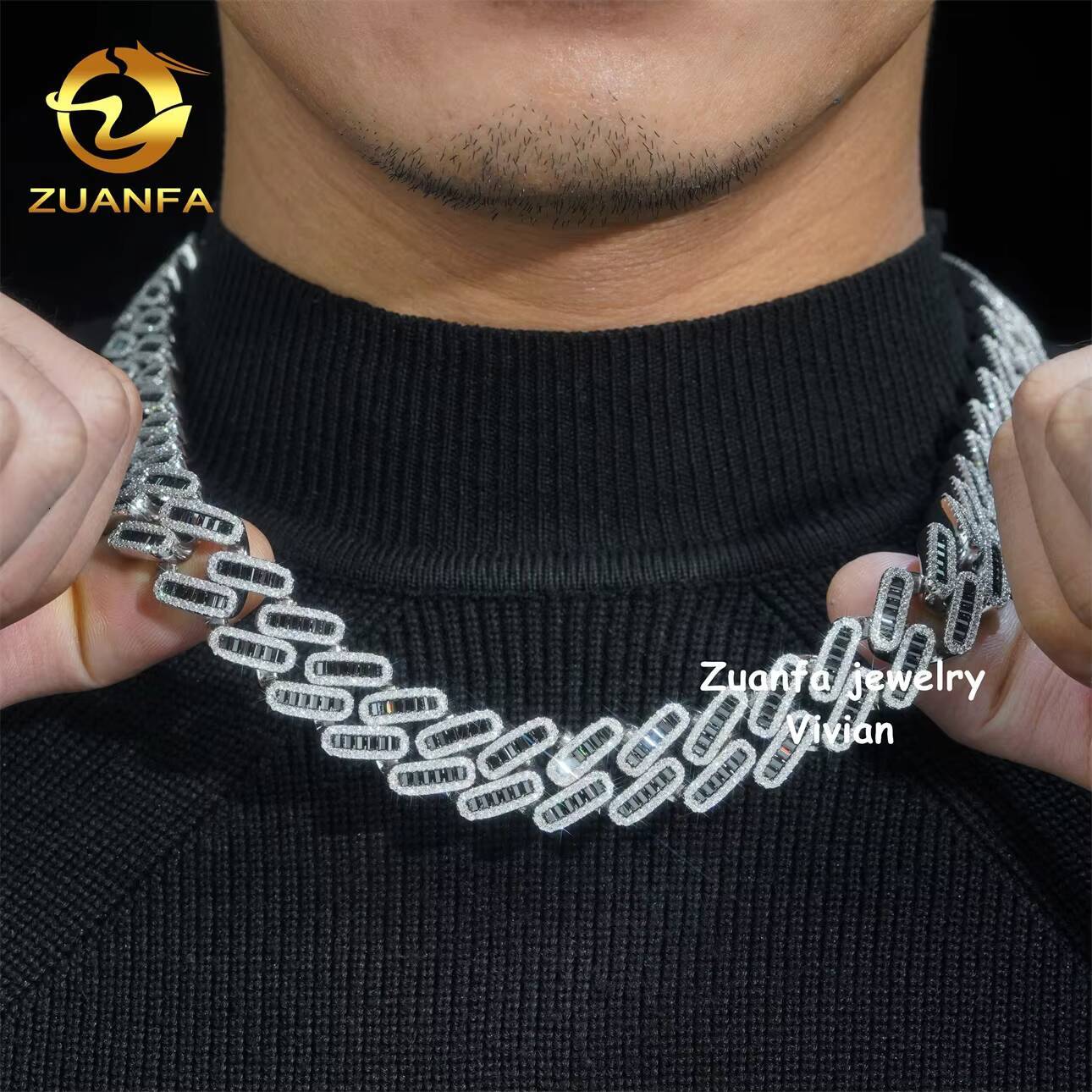 D Color VVS Moissanite Diamond 925 Sterling Silver 18MM Iced Cuban Link Chain Hip Hop Jewelry Men Cuban Link Chain Necklace
