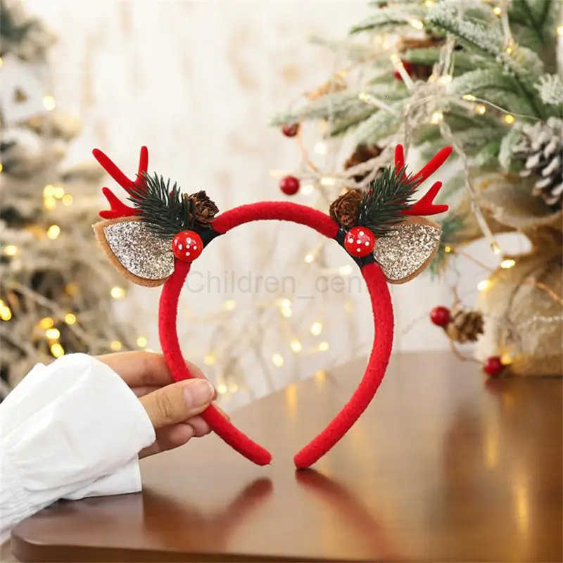 Disney Christmas Cute Elk Bowknot Deer Horn Plush Hair Band for Girls - Perfect Holiday Seasonal Accessory designer H251119