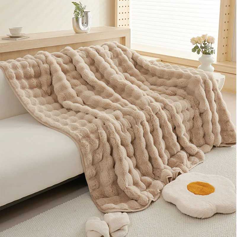 Winter Rabbit Plush Sofa Towel Cover Solid Thick Anti Slip Couch Cushion for Living Room MultiPurpose Sofa Blanket for Office C251028