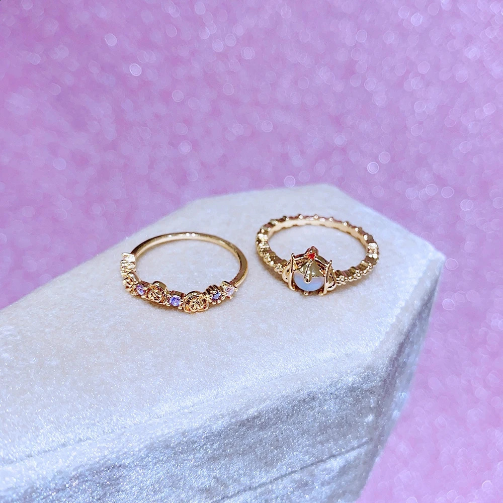 MIGGA Double Layer Rose Flower Queen Women Ring Gold Color Plated Cubic Zirconia Jewelry 251023