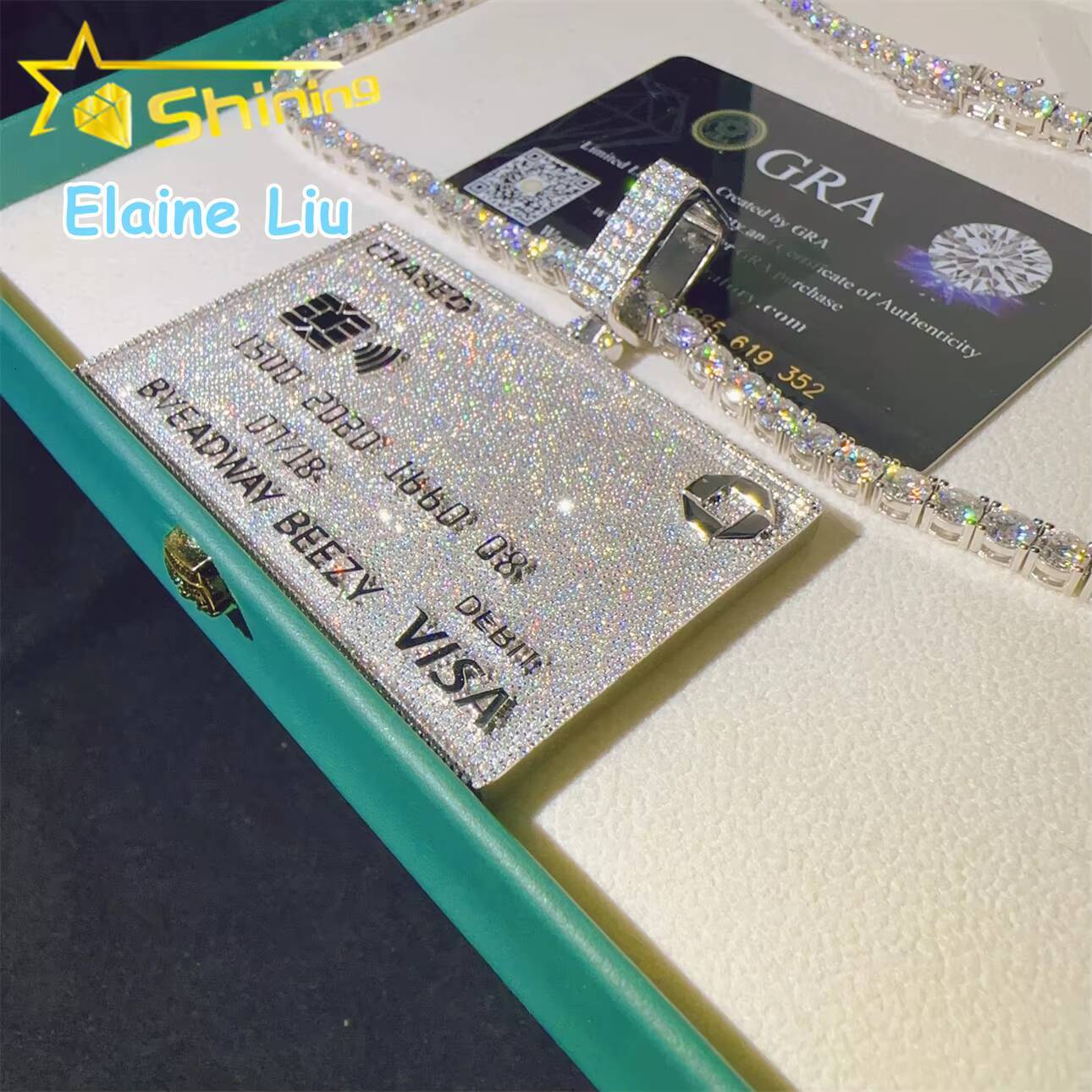 GRA Certificated Hip Hop Jewelry Moissanite Diamond Pendant D Color VVS Moissanite Diamond Rapper Pendant