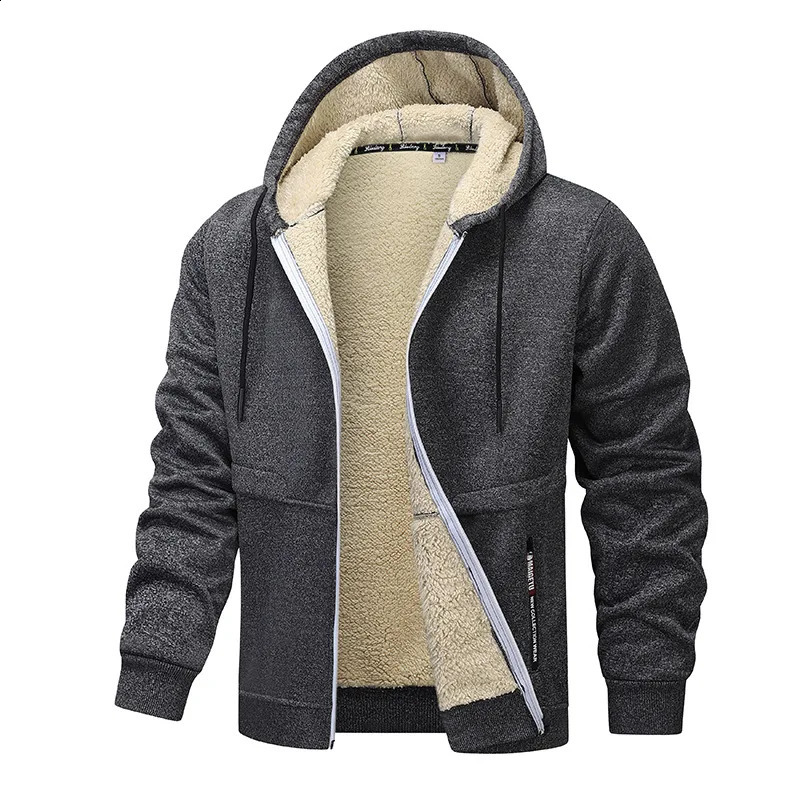 Winter Mens Sherpa Fleece Jacket Thicken Warm Hooded Coat Outdoor Sports Windproof Casual Thermal Fleece Jacket for Men 251024