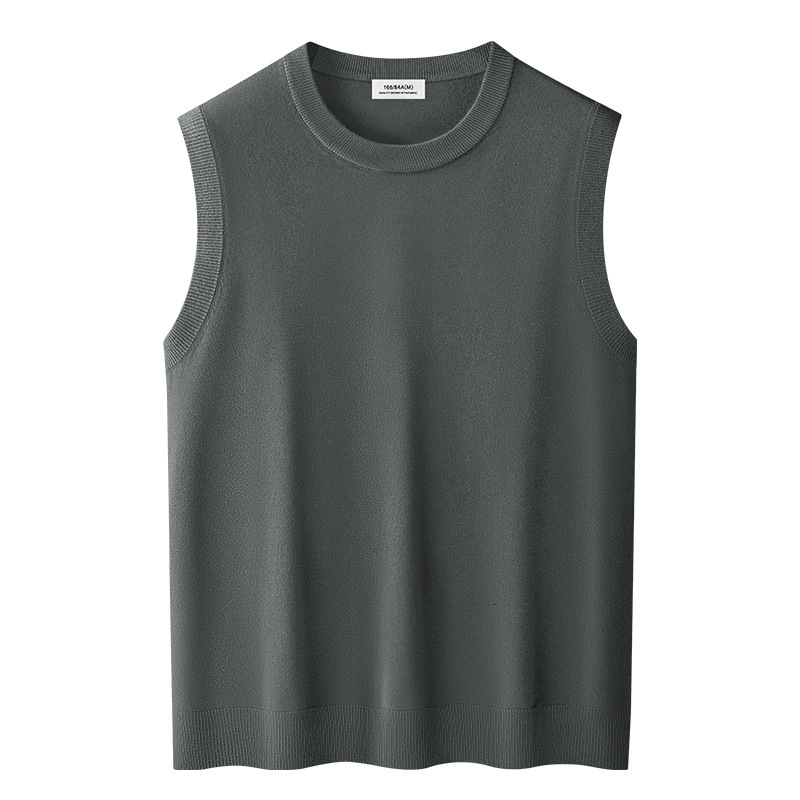 Modal Wool Men's Thermal Vest Base Shirt Autumn Winter Inner Designer Sweater Wear Solid Color Knitted Vest Simple Top