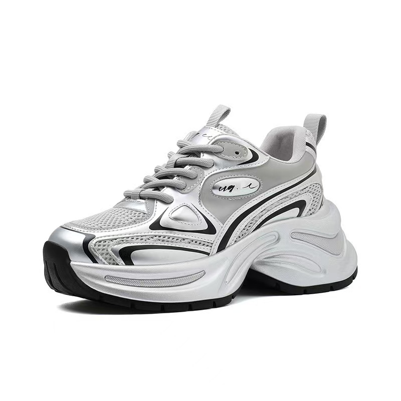 Summer Thick Sole Dad Shoes Women's Tall Solid Color Casual Sports Versatile Little White Shoes