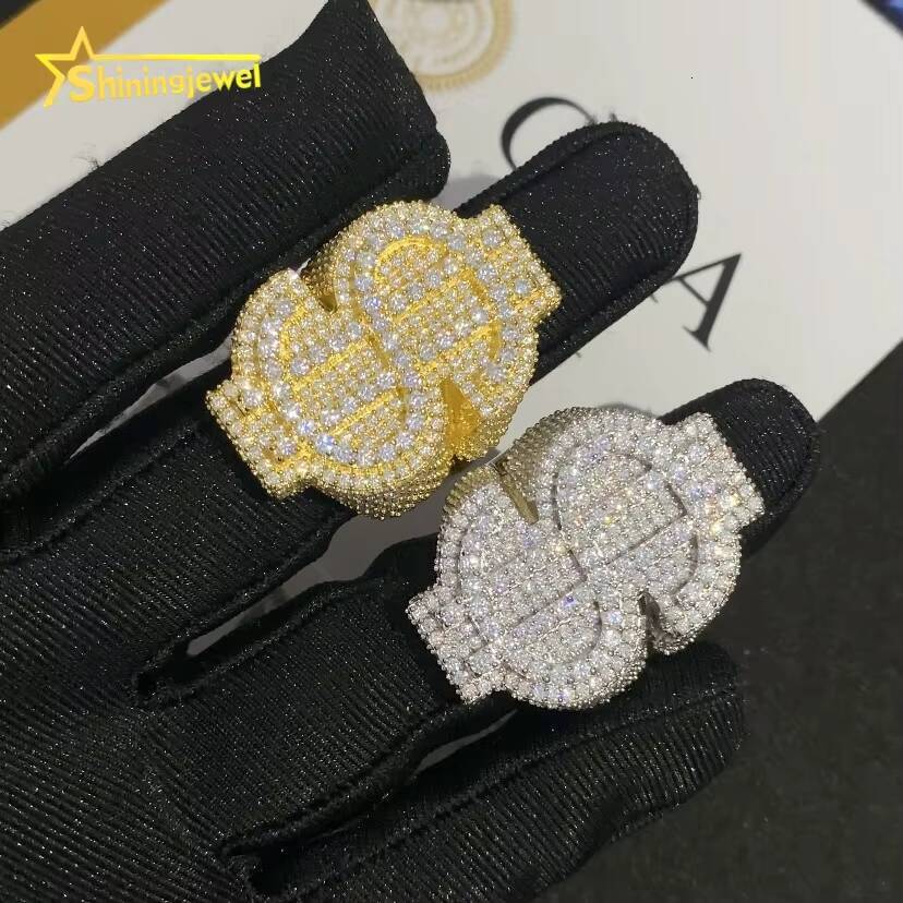 Pass Tester Fashion Custom Hip Hop Style Men Ring Iced Out VVS D Moissanite Diamond Jewelry 925 Sterling Silver Rings Men Women