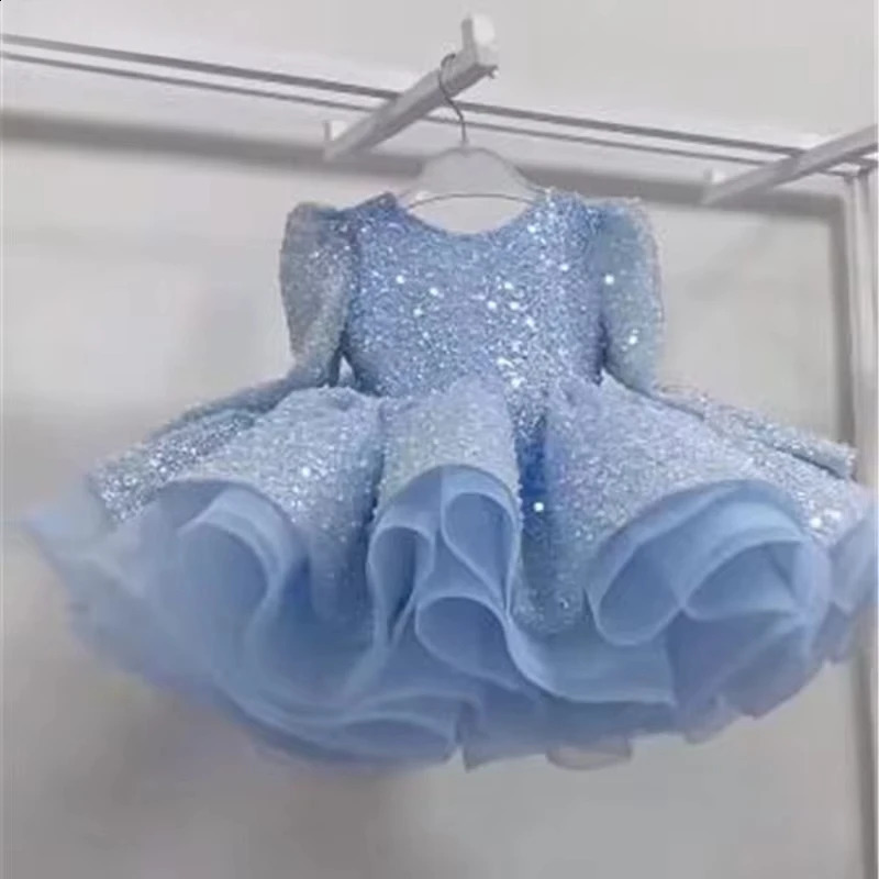 Girls Sparkly Pink Tutu Dress Princess Flower Girl Dresses for Birthday Wedding Host Kid Clothes Eid Occasions Cute Glittery 251023