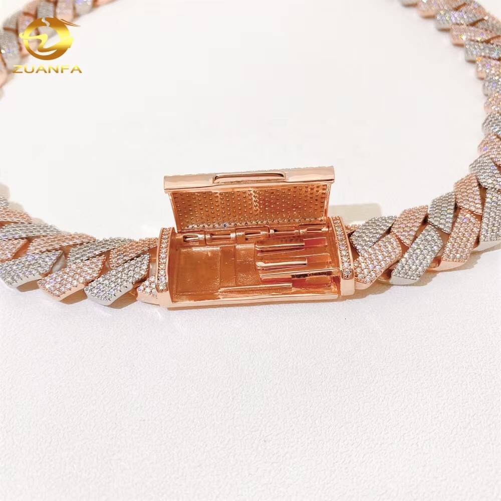 20mm Pass Diamond Tester Luxury VVS Moissanite Diamond 925 Sterling Silver Iced Out Cuban Link Chain