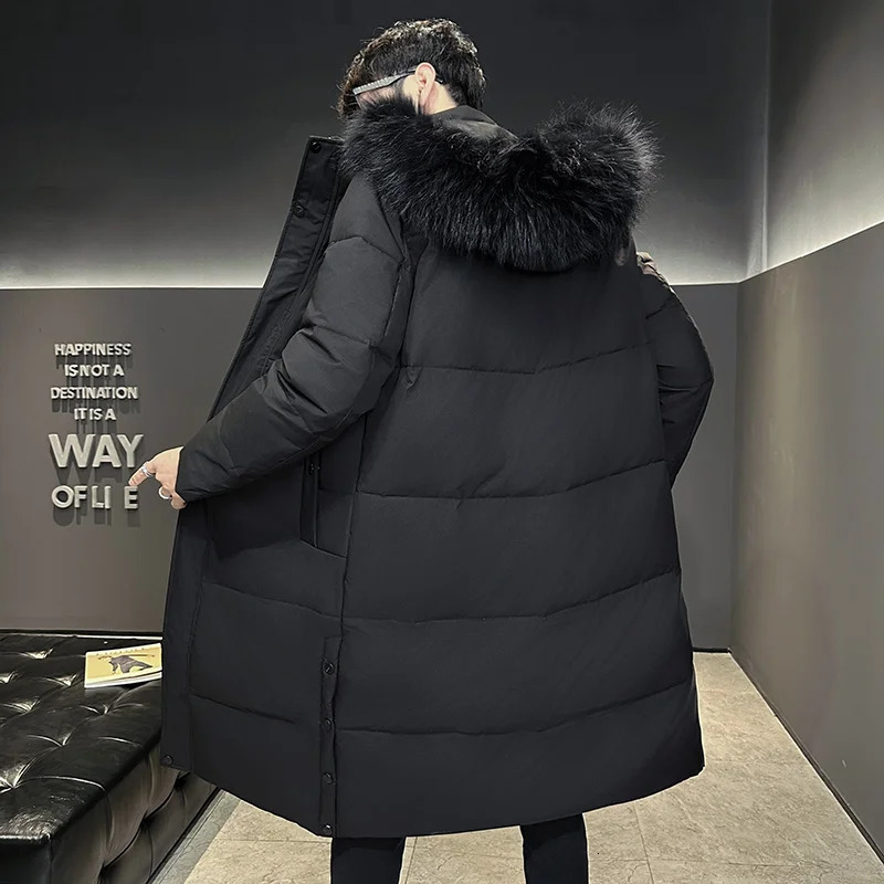 Winter Long Down Jacket Mens Casual Thick Windproof White Duck Down Coldproof Coat Ski Warm Big fur collar Puffer Jacket 251023